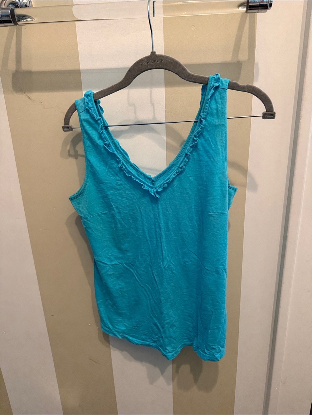 Lilly Pulitzer Turquoise Ruffle V-Neck Tank